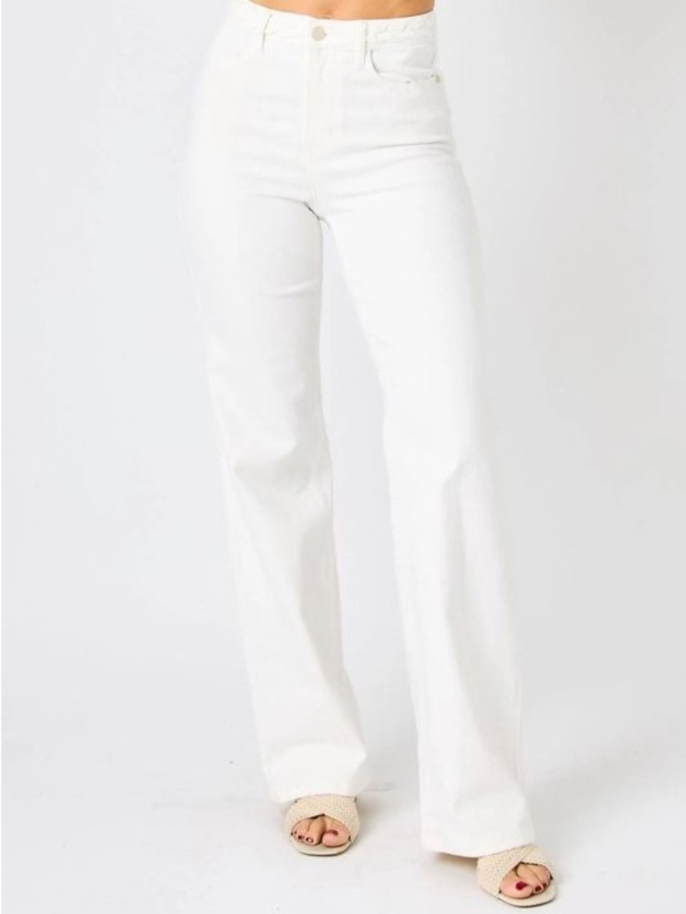 White High-Rise Wide Leg Jeans - Women